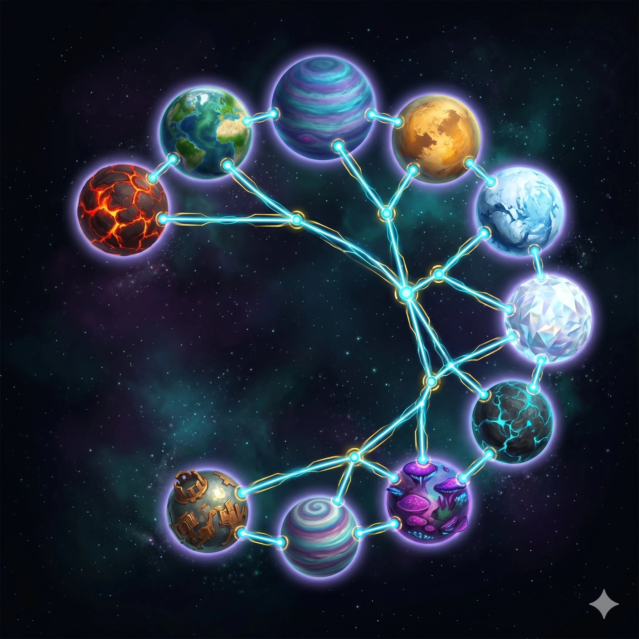 Arcane Frontier – Bis zu 16 einzigartige Planeten im Imperium verbunden durch Energiestrahlen
